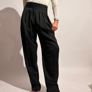 Laurèl Black High-Waisted Wool Blend Trousers - Vintage 80s - EU 36